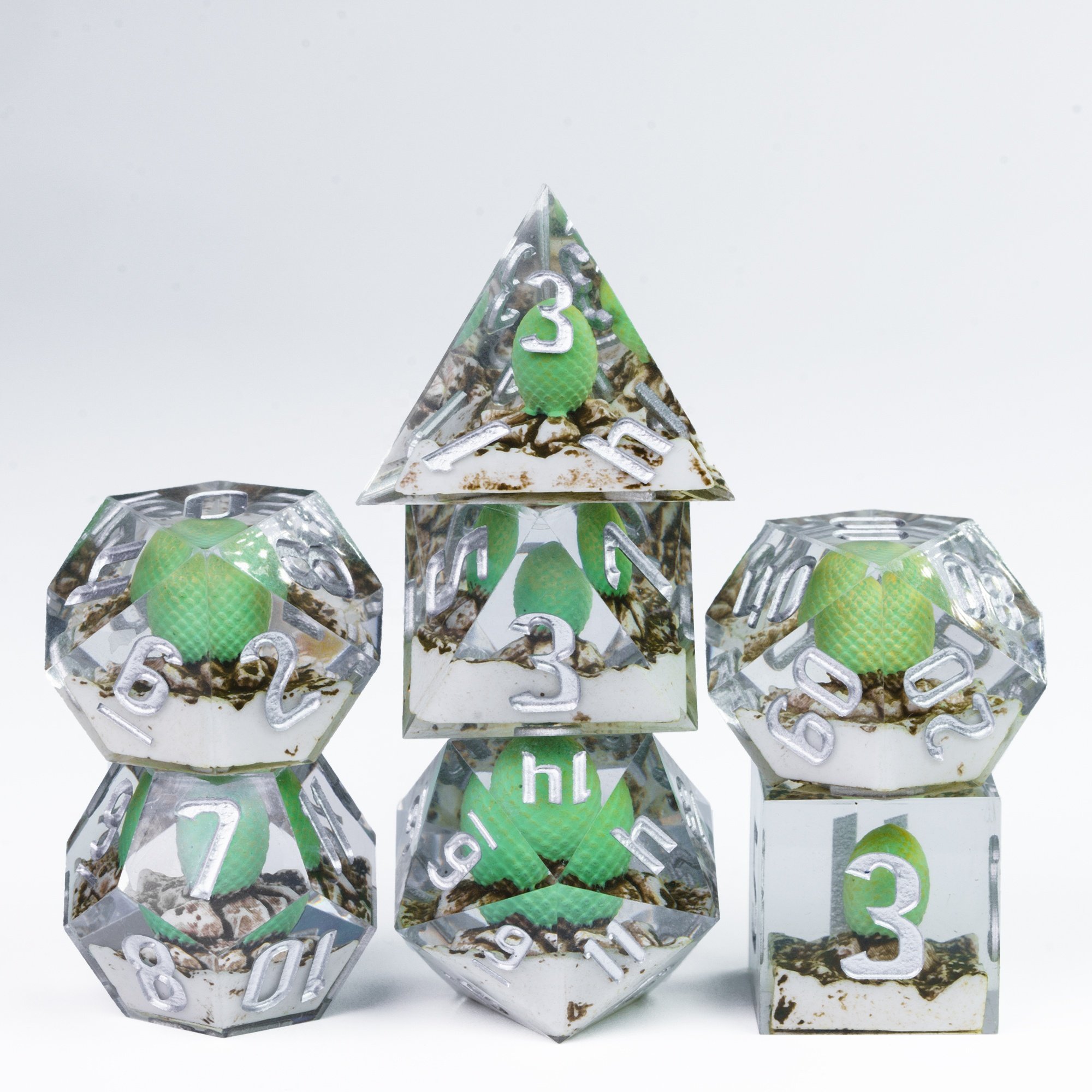 Udixi Polyhedral custom logo RPG custom Logo dungeons and dragons resin sharp edge sides dice sets cube Dragon Egg