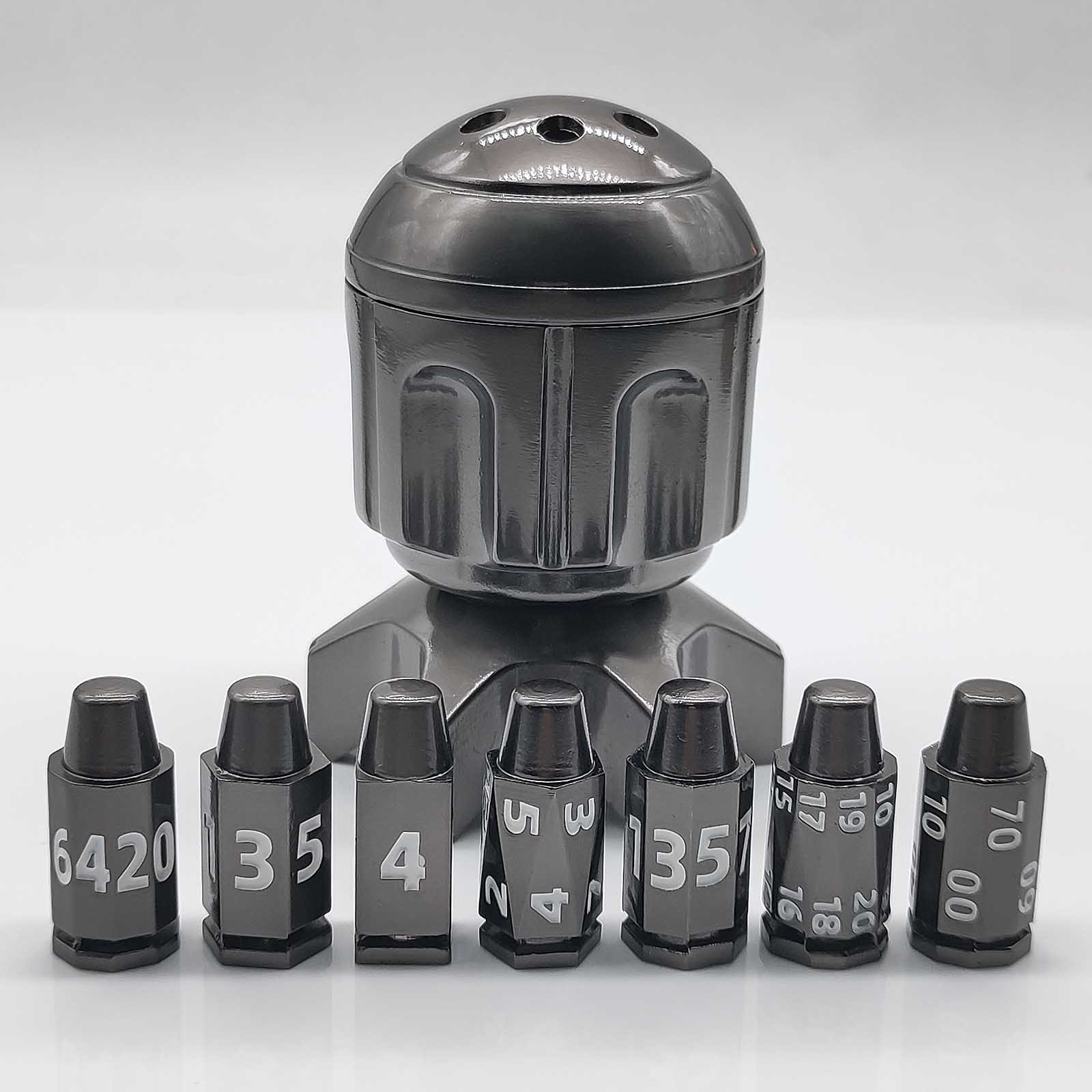 MINI PLANET Metal Rocket Launcher Rotating Bullet Dice Set For RPG Dungeons & Dragons Board Game Bullet Dice Set DND Dice Set