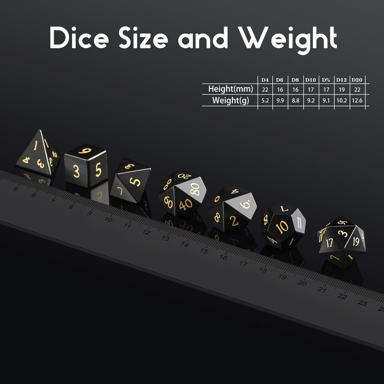 Factory OEM Natural Gemstone Dice Custom Engraved DND Dice Stone Handmade Polyhedral Dice Set for Table Games Obsidian