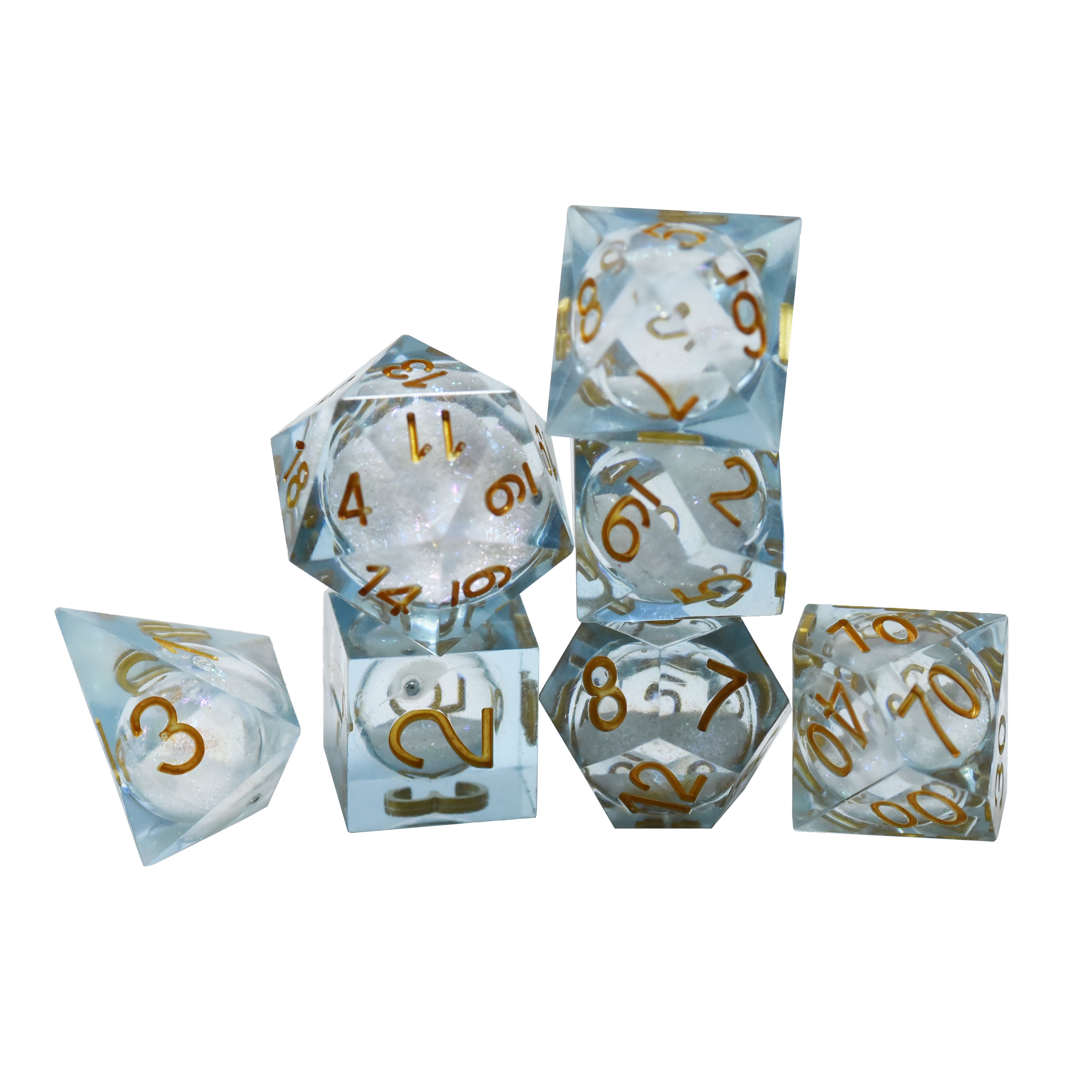Customized 16Mm Polyhedral Cube Dnd Rpg Resin Liquid Core Dice Set For Dragon And Dungeon Tabletop Games