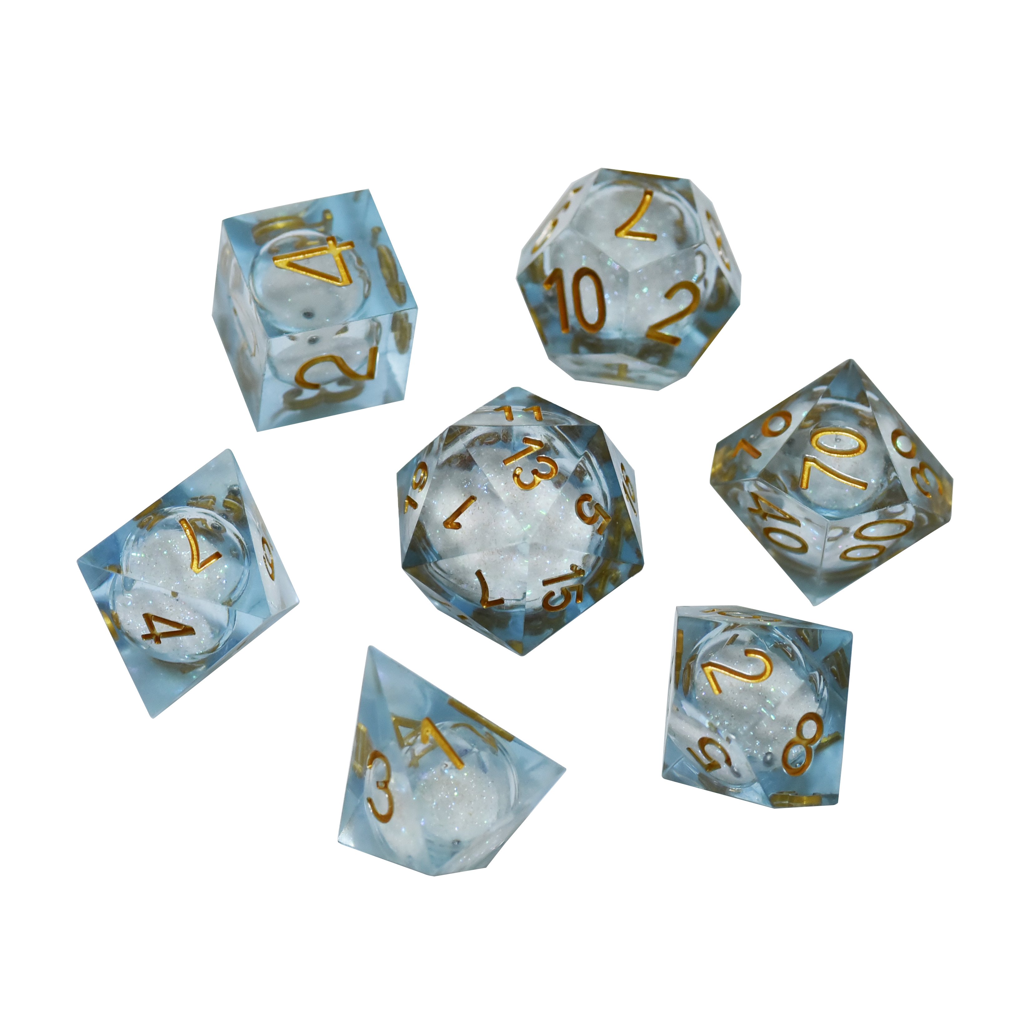 Customized 16Mm Polyhedral Cube Dnd Rpg Resin Liquid Core Dice Set For Dragon And Dungeon Tabletop Games
