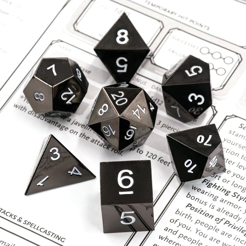 Entertainment Games Accessories Custom Dice Metal Dice Set 7 Piece Full Set For Board Game DND RPG