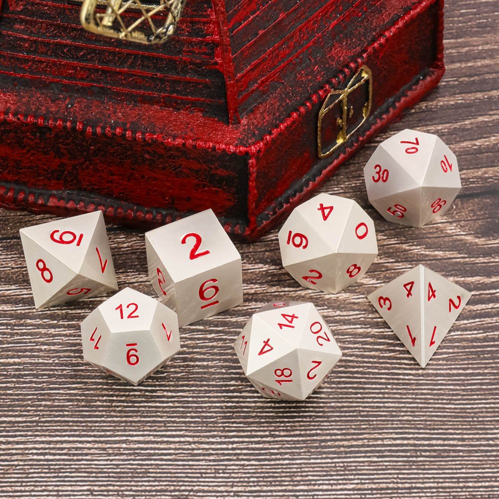 Entertainment Games Accessories Custom Dice Metal Dice Set 7 Piece Full Set For Board Game DND RPG