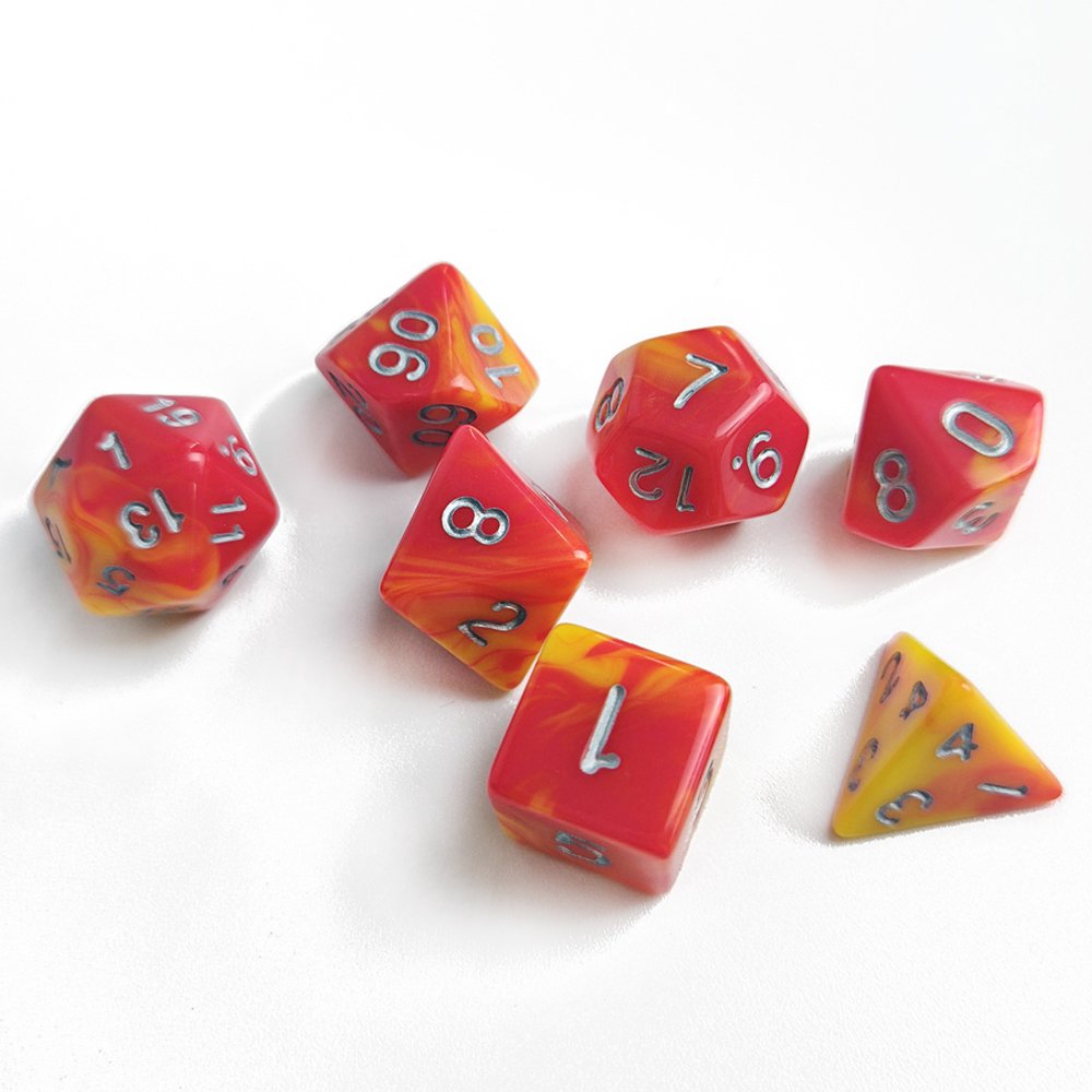 Colorful 16mm Acrylic Dice for Dungeons and Dragons RPG Board Game 7pcs D4-D20 Polyhedral DND Dice Set