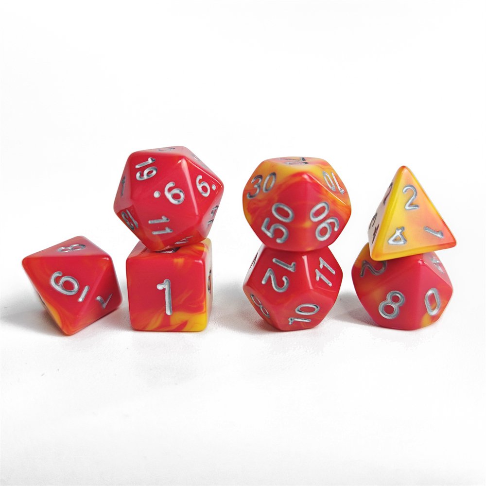 Colorful 16mm Acrylic Dice for Dungeons and Dragons RPG Board Game 7pcs D4-D20 Polyhedral DND Dice Set