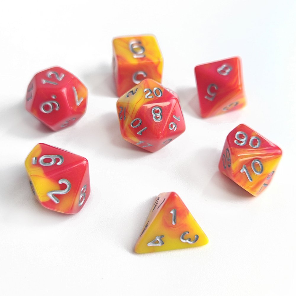Colorful 16mm Acrylic Dice for Dungeons and Dragons RPG Board Game 7pcs D4-D20 Polyhedral DND Dice Set
