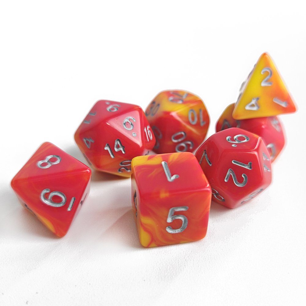 Colorful 16mm Acrylic Dice for Dungeons and Dragons RPG Board Game 7pcs D4-D20 Polyhedral DND Dice Set