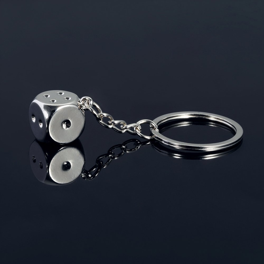 Zinc Alloy Silver Metal Casino Dice Keyring Accessories Custom Dice Promotional Keychain