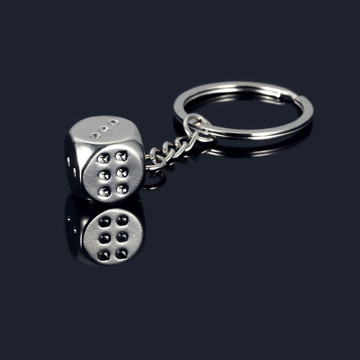 Zinc Alloy Silver Metal Casino Dice Keyring Accessories Custom Dice Promotional Keychain