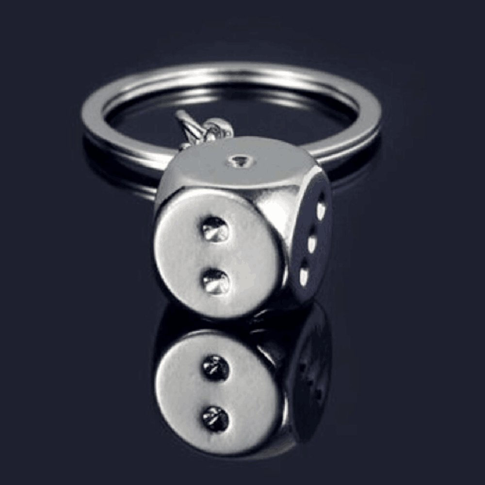 Zinc Alloy Silver Metal Casino Dice Keyring Accessories Custom Dice Promotional Keychain