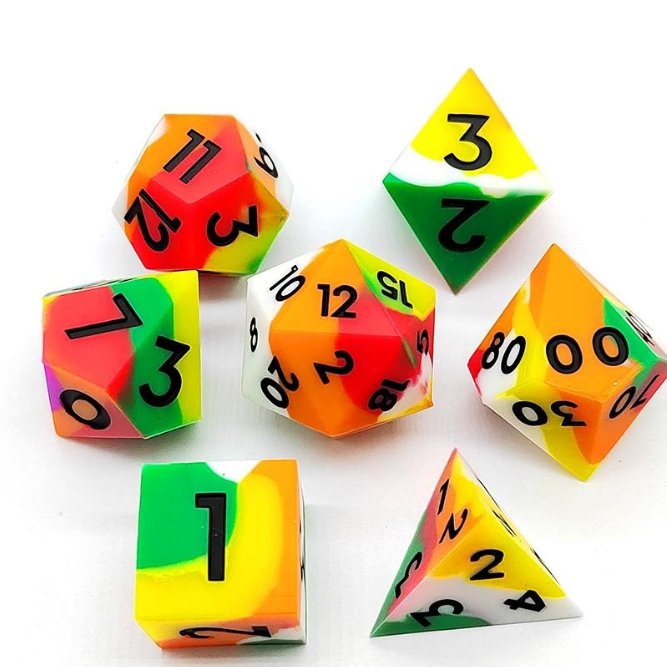 2024 Best Selling Polyhedral Silicone custom logo rpg dungeons and dragons silica dice d&d game set popular for DND Board Game