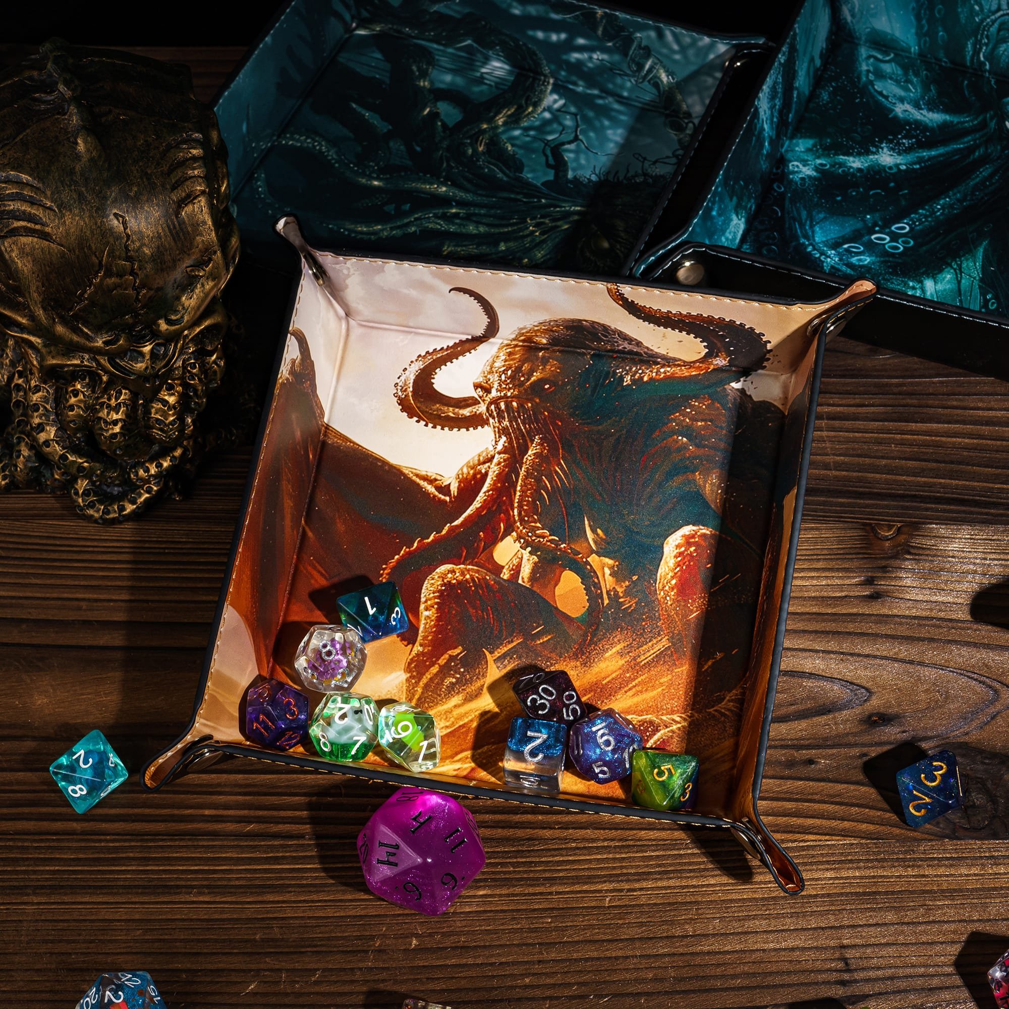 Udixi Custom Scroll folding RPG leather Roll dice tray Dungeons and Dragons dnd Tabletop Game Accessory
