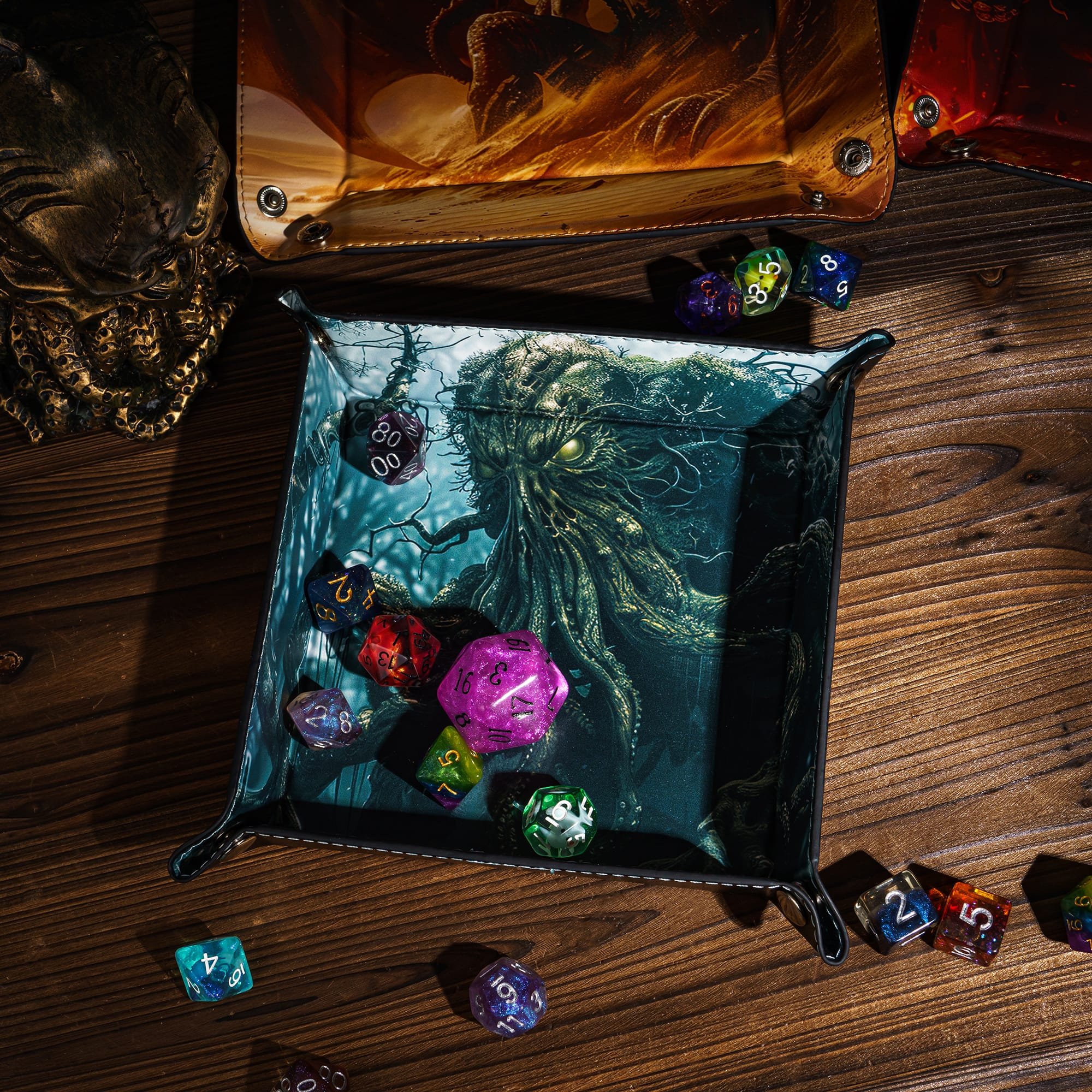 Udixi Custom Scroll folding RPG leather Roll dice tray Dungeons and Dragons dnd Tabletop Game Accessory