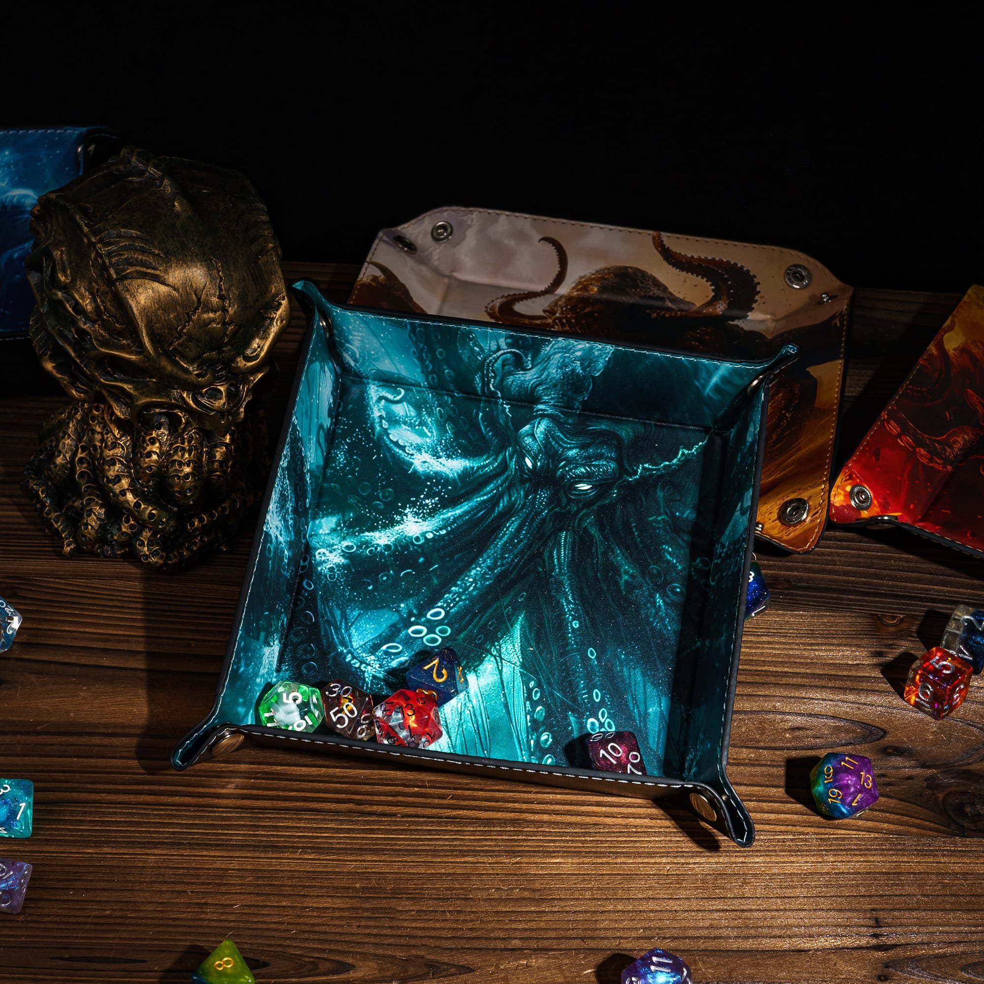 Udixi Custom Scroll folding RPG leather Roll dice tray Dungeons and Dragons dnd Tabletop Game Accessory