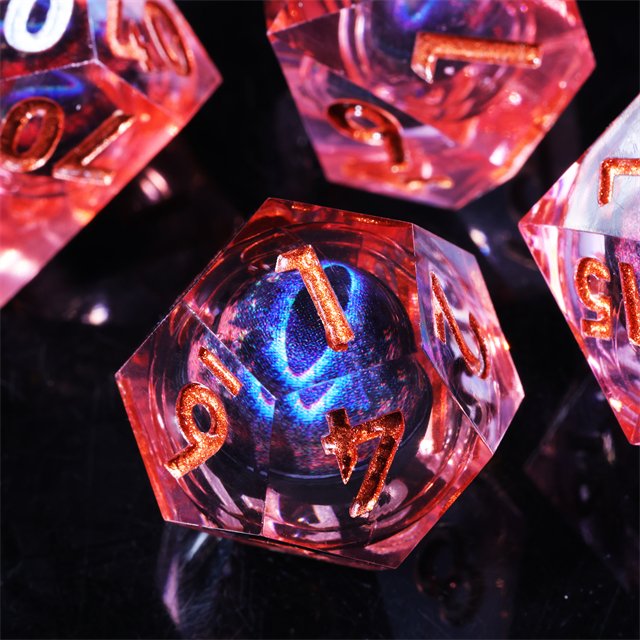 MINI PLANET Dragon Eye Liquid Core Resin Dice Dragon and Dungeon Dice DND Resin Polyhedral Sharp Edge set Board Game RPG Dice