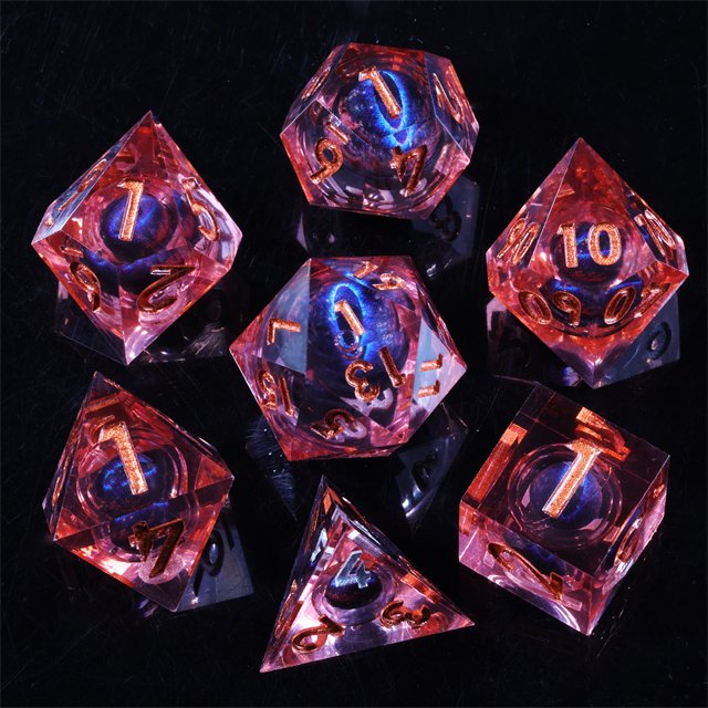 MINI PLANET Dragon Eye Liquid Core Resin Dice Dragon and Dungeon Dice DND Resin Polyhedral Sharp Edge set Board Game RPG Dice