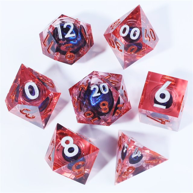 MINI PLANET Dragon Eye Liquid Core Resin Dice Dragon and Dungeon Dice DND Resin Polyhedral Sharp Edge set Board Game RPG Dice
