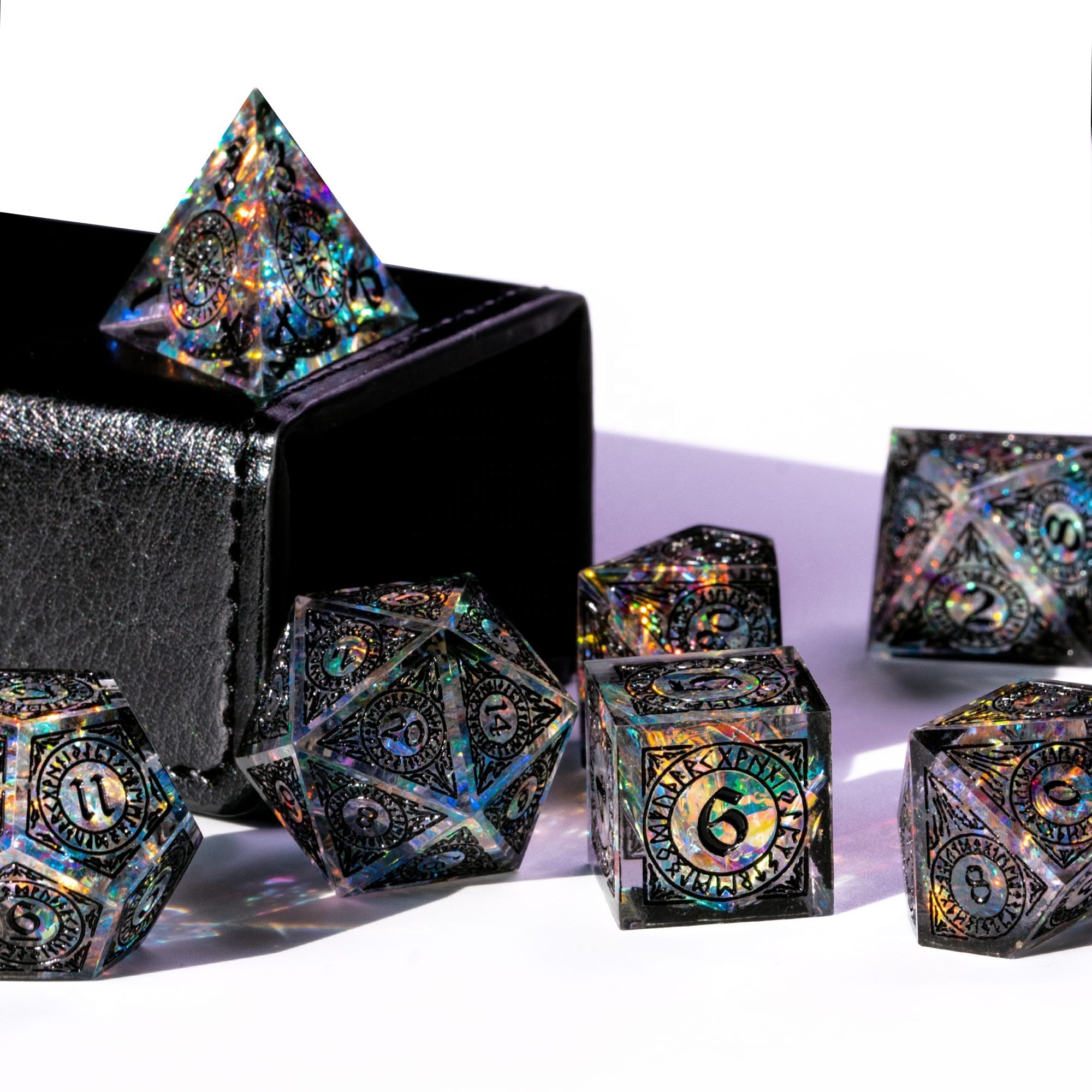 Udixi Polyhedral Custom Logo RPG dungeons and dragons resin sharp edge sides Dice Set