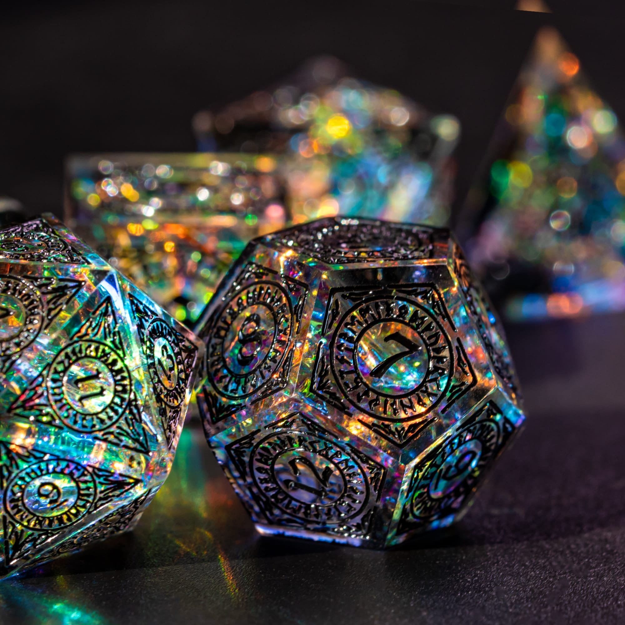 Udixi Polyhedral Custom Logo RPG dungeons and dragons resin sharp edge sides Dice Set