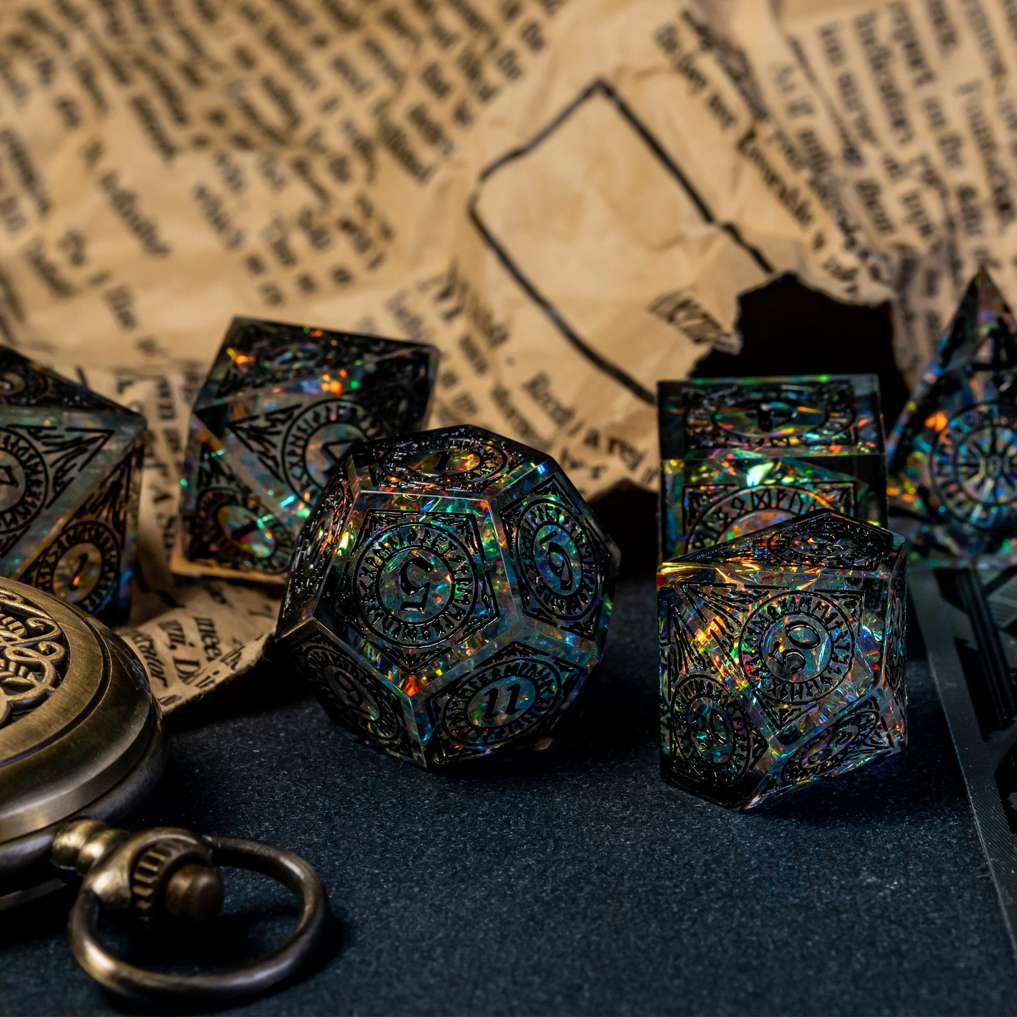 Udixi Polyhedral Custom Logo RPG dungeons and dragons resin sharp edge sides Dice Set