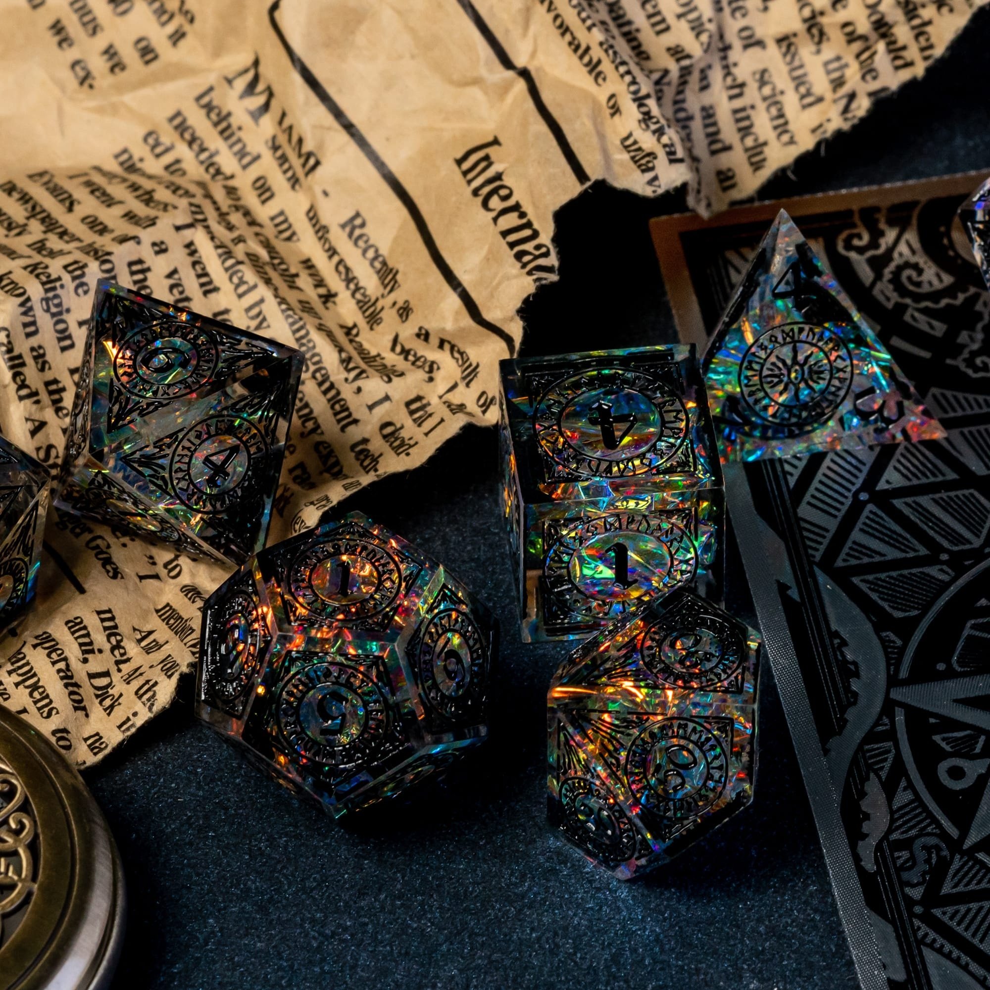 Udixi Polyhedral Custom Logo RPG dungeons and dragons resin sharp edge sides Dice Set