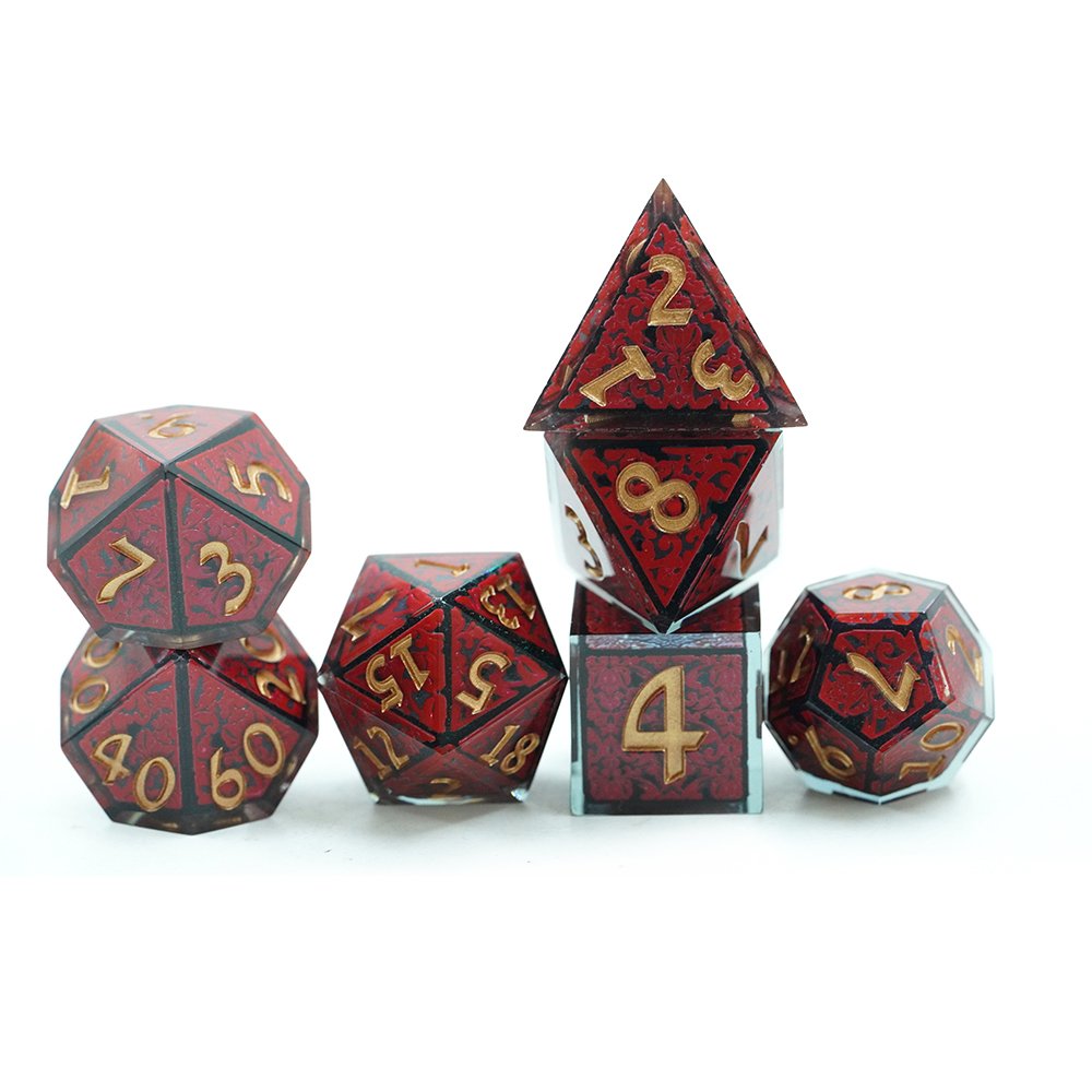 Wholesale Red Resin RPG DND Crystal Resin Dice Set For Dungeons and Dragons Role Playing Table Games Home Entertainment