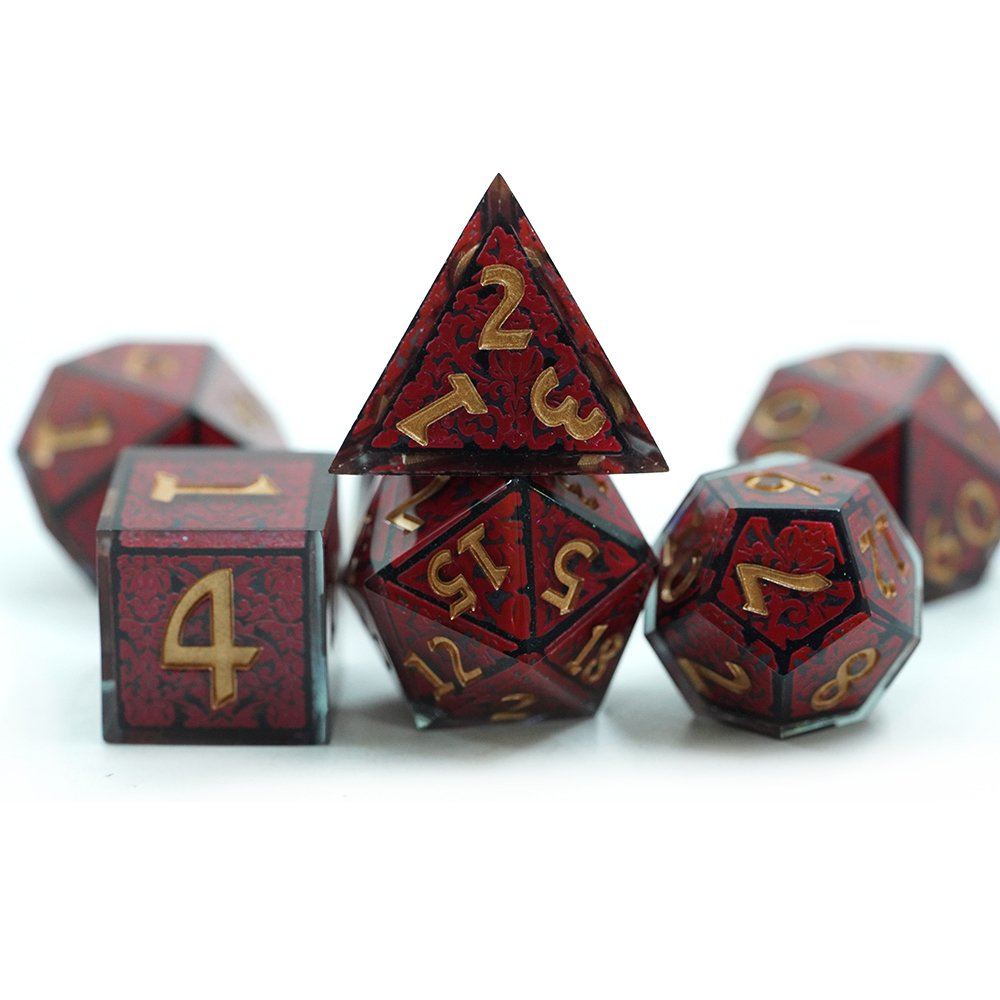 Wholesale Red Resin RPG DND Crystal Resin Dice Set For Dungeons and Dragons Role Playing Table Games Home Entertainment