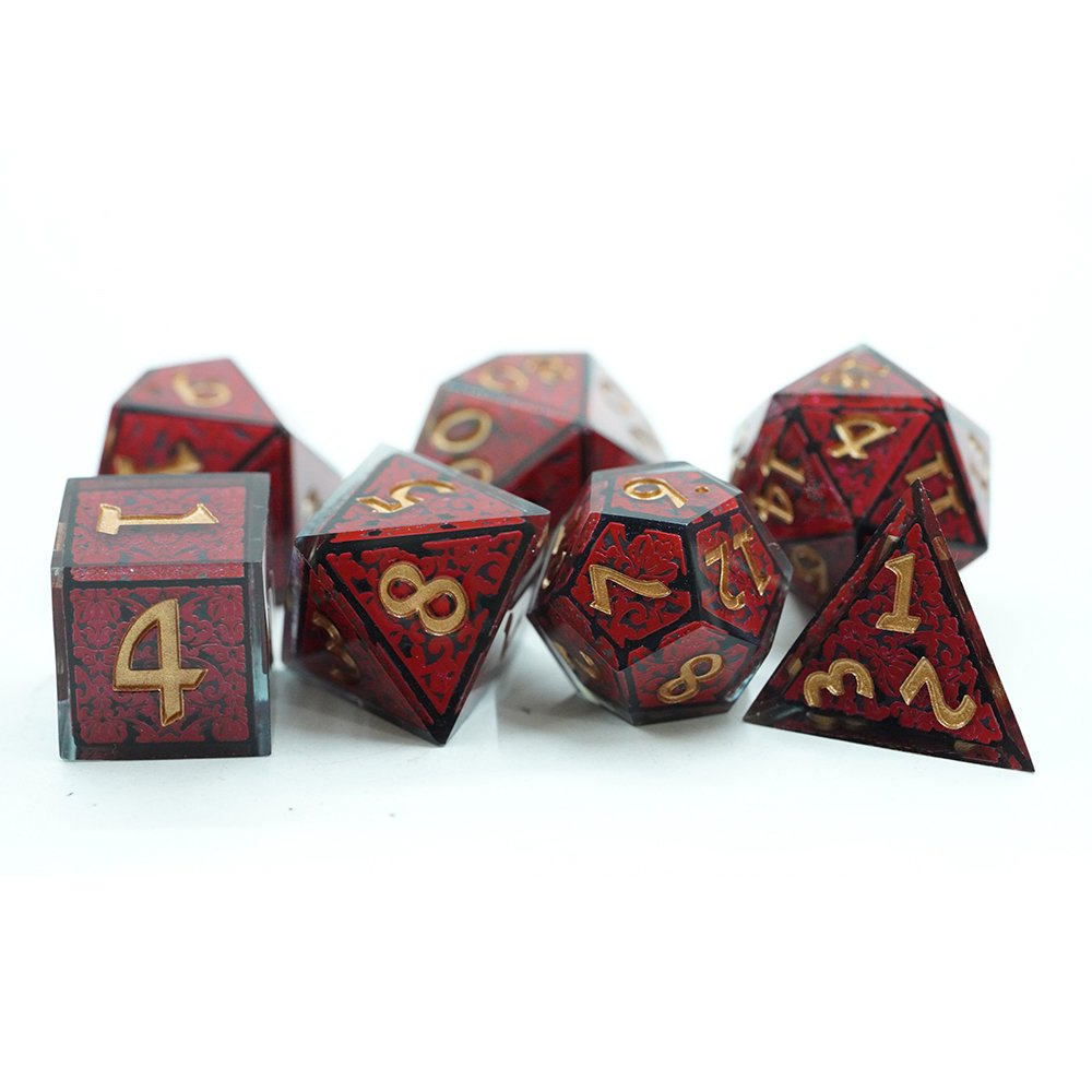 Wholesale Red Resin RPG DND Crystal Resin Dice Set For Dungeons and Dragons Role Playing Table Games Home Entertainment