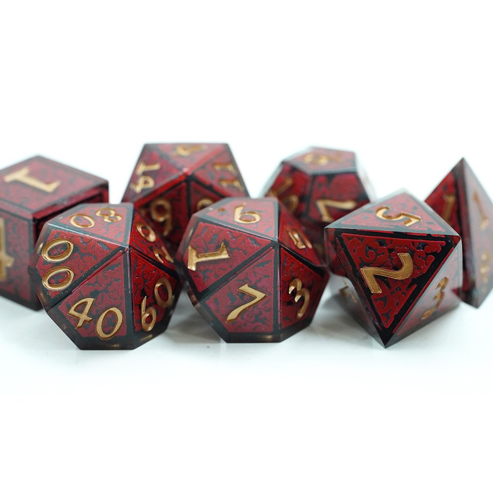 Wholesale Red Resin RPG DND Crystal Resin Dice Set For Dungeons and Dragons Role Playing Table Games Home Entertainment