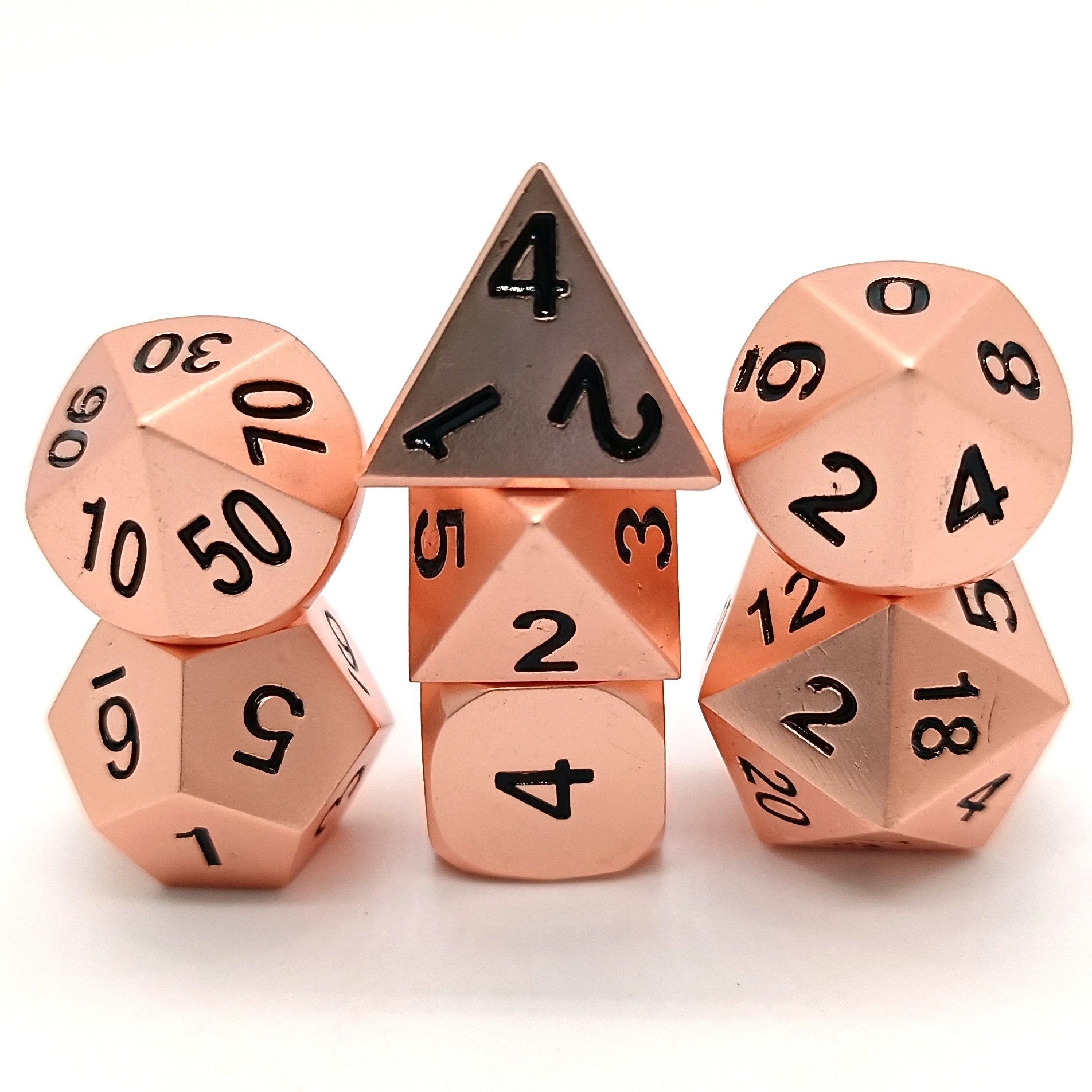 Customizable Logo 7-Piece Polyhedral Metal Dice Set Zinc Alloy Dungeons and Dragons RPG D20 D12 D10 D8 D6 D4 Polygon Shape