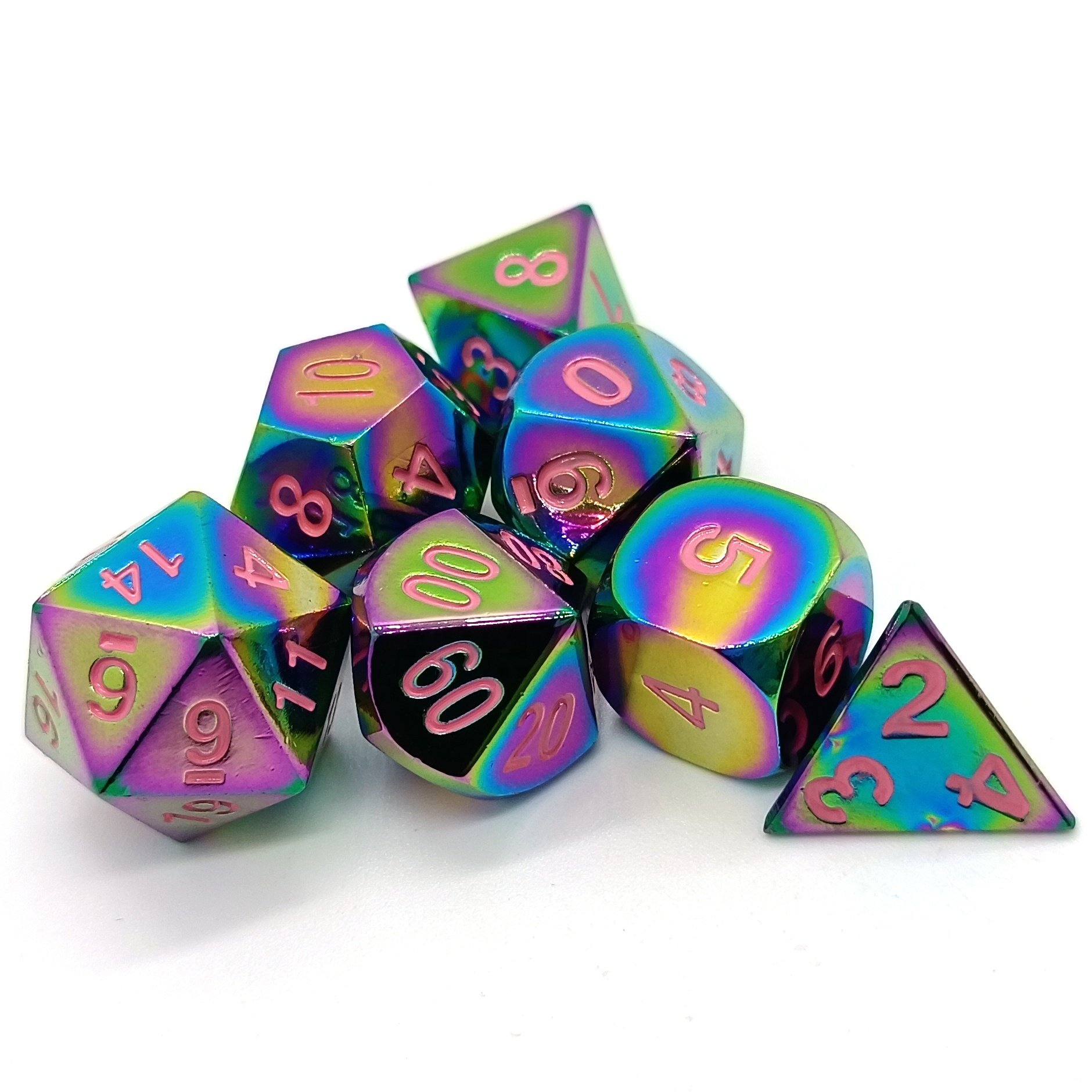 Customizable Logo 7-Piece Polyhedral Metal Dice Set Zinc Alloy Dungeons and Dragons RPG D20 D12 D10 D8 D6 D4 Polygon Shape