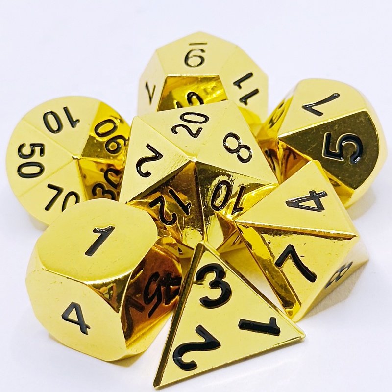Customizable Logo 7-Piece Polyhedral Metal Dice Set Zinc Alloy Dungeons and Dragons RPG D20 D12 D10 D8 D6 D4 Polygon Shape