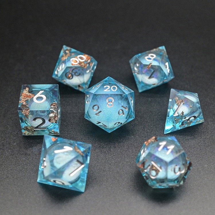 Factory Direct Supply Price Carved Gold Foil DND Resin Dice Set in Bulk