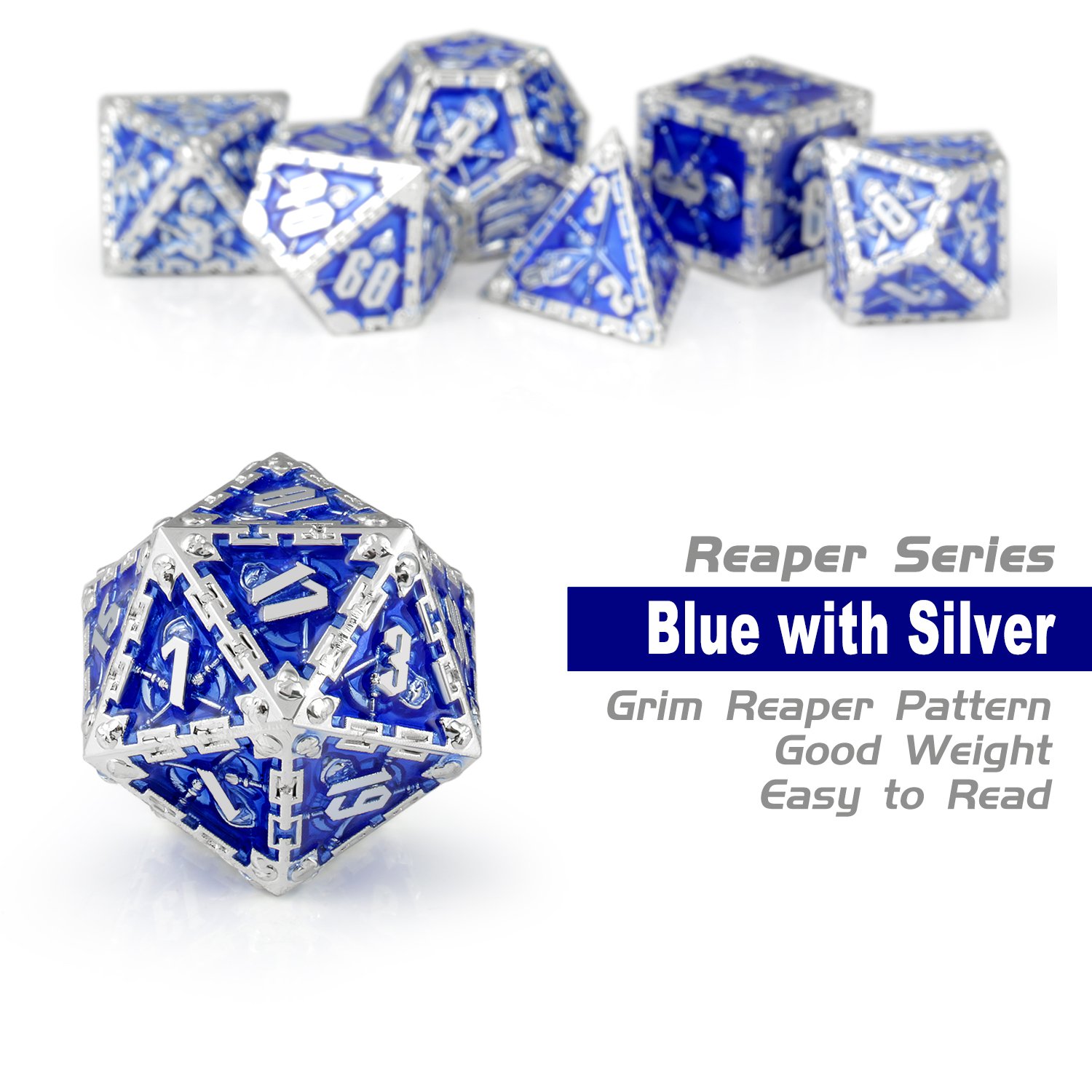 New design DND Metal Dice D4 D6 D8 D10 D12 D20 D% The Reaper Metal D&D Dice Set dnd game dice for Dungeons and Dragons Game