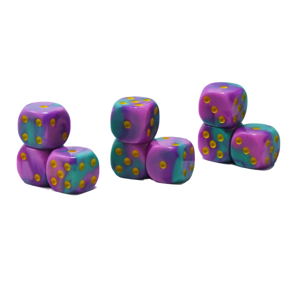 Mixed Colors Square Opaque 16Mm Standard Resin Dice Polyhedral D6 Rounded Corners Dice For Rpg Dnd Plastic Board Games