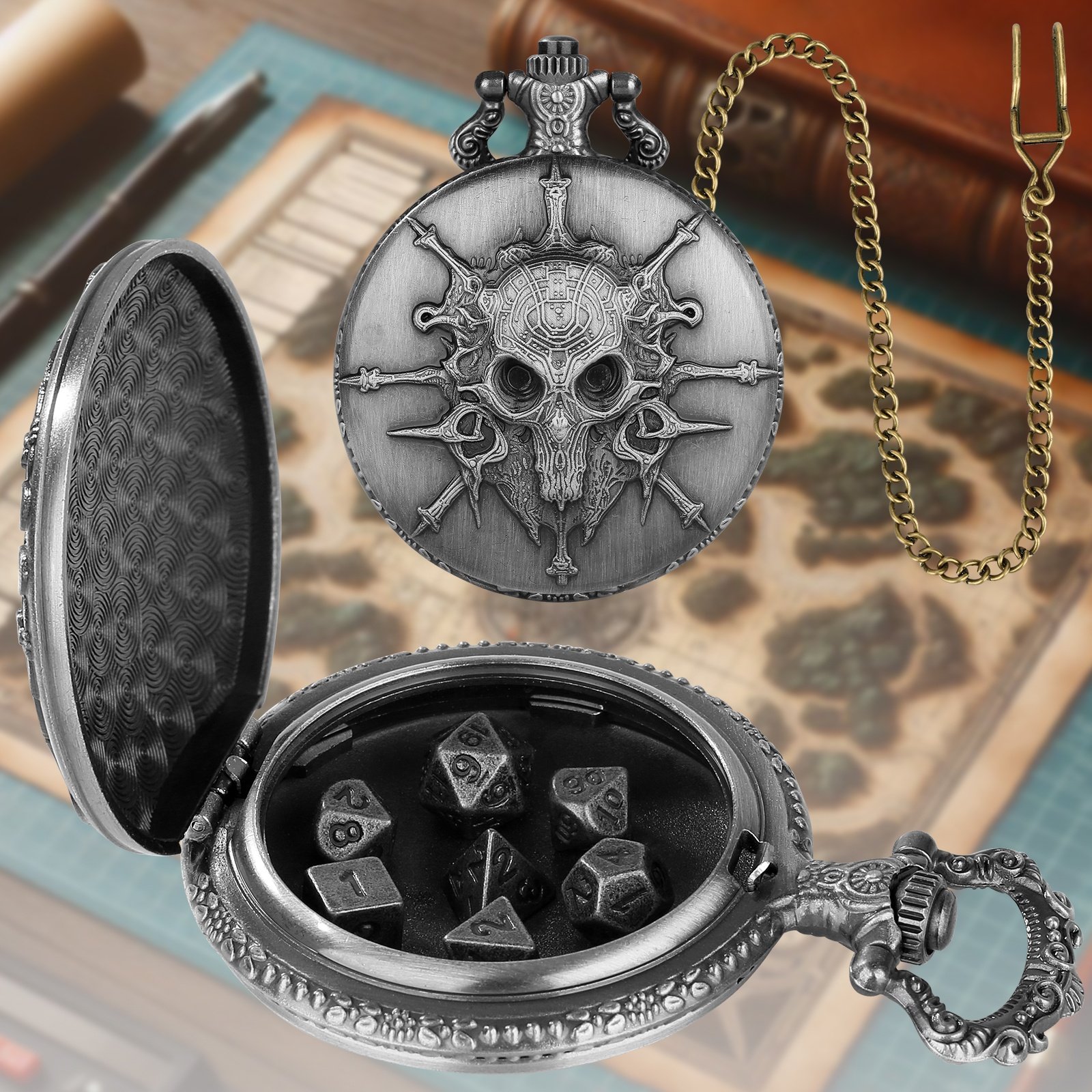 Role Playing Board Games Accessories 7pcs Polyhedral DND Tiny Metal Dice with Pocket Case