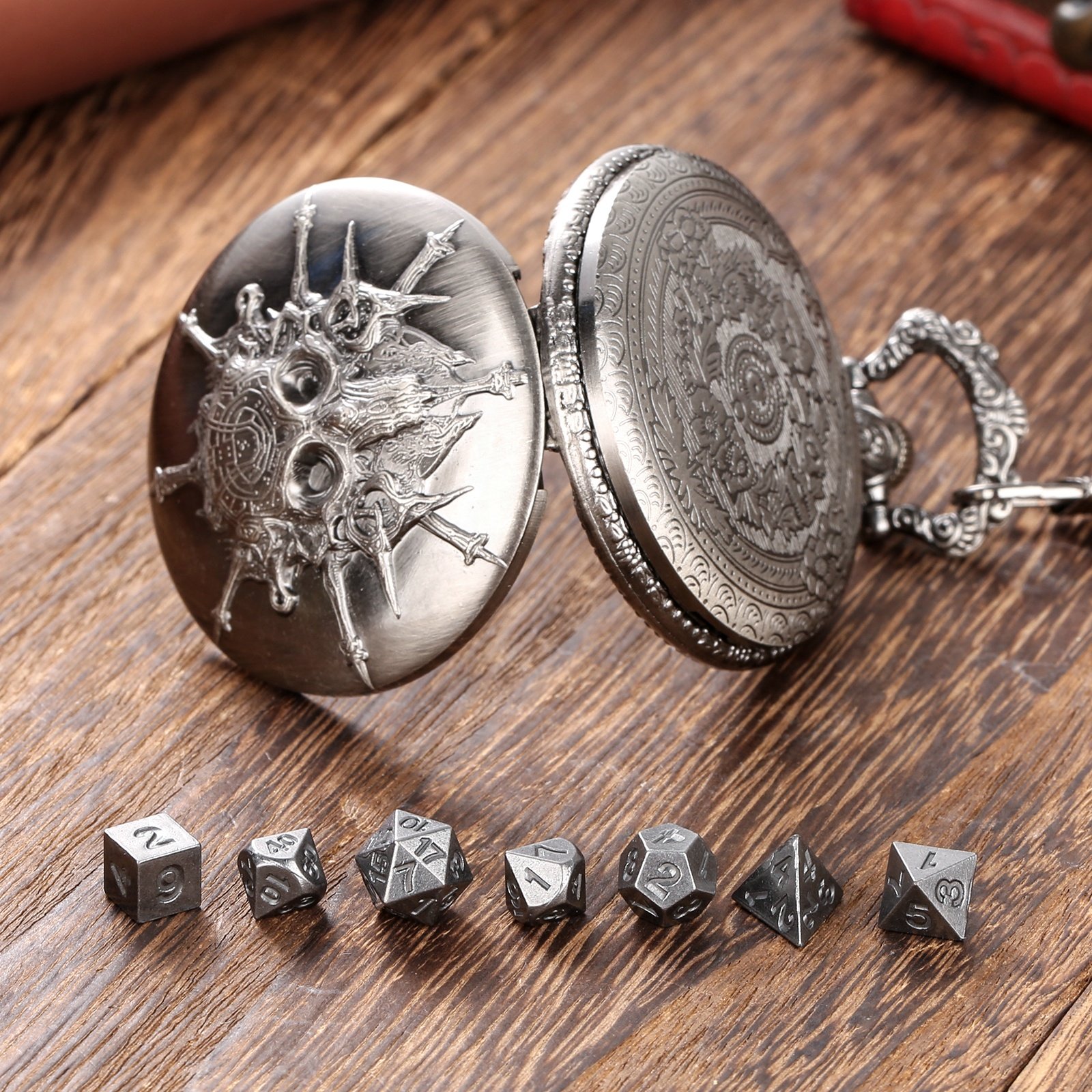 Role Playing Board Games Accessories 7pcs Polyhedral DND Tiny Metal Dice with Pocket Case