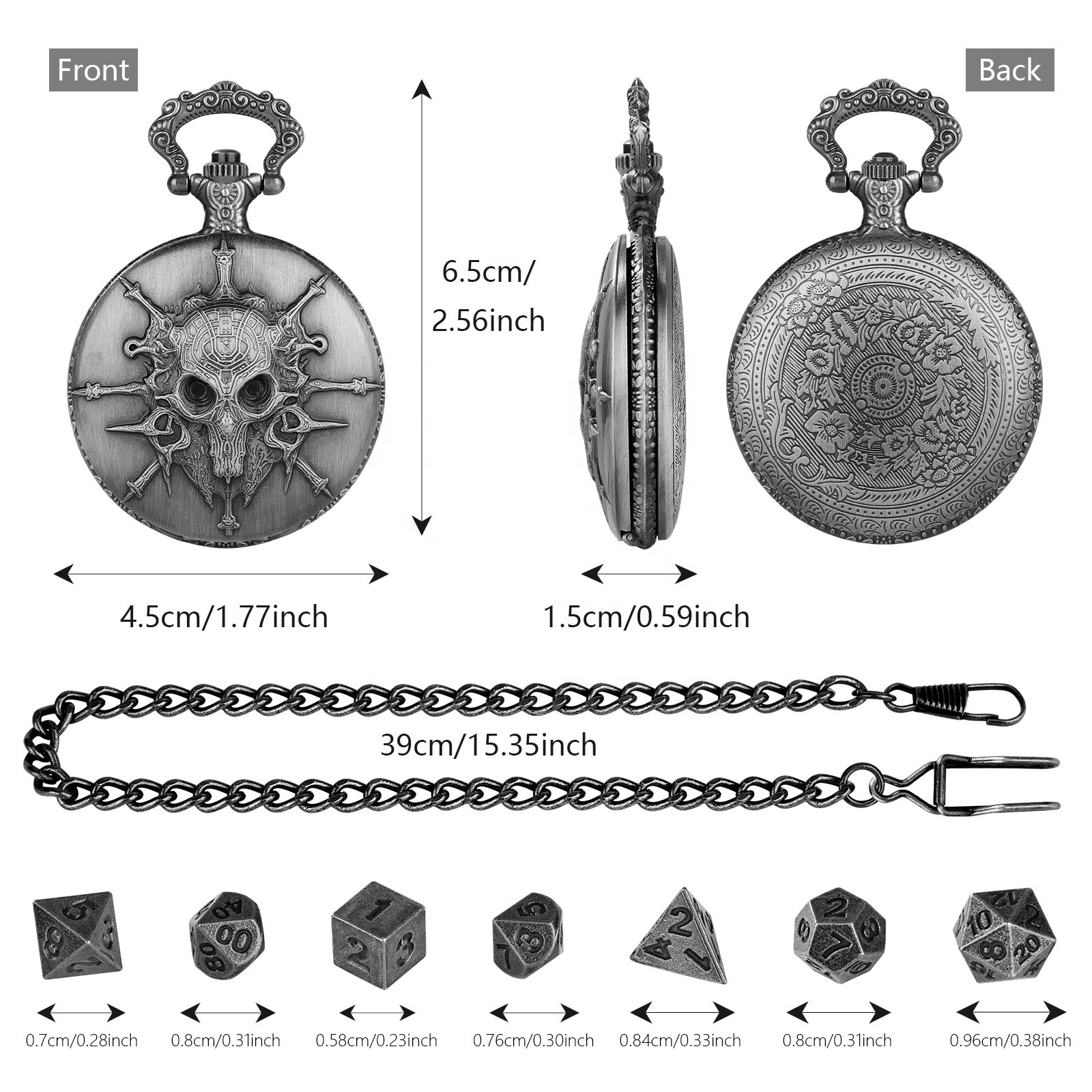 Role Playing Board Games Accessories 7pcs Polyhedral DND Tiny Metal Dice with Pocket Case