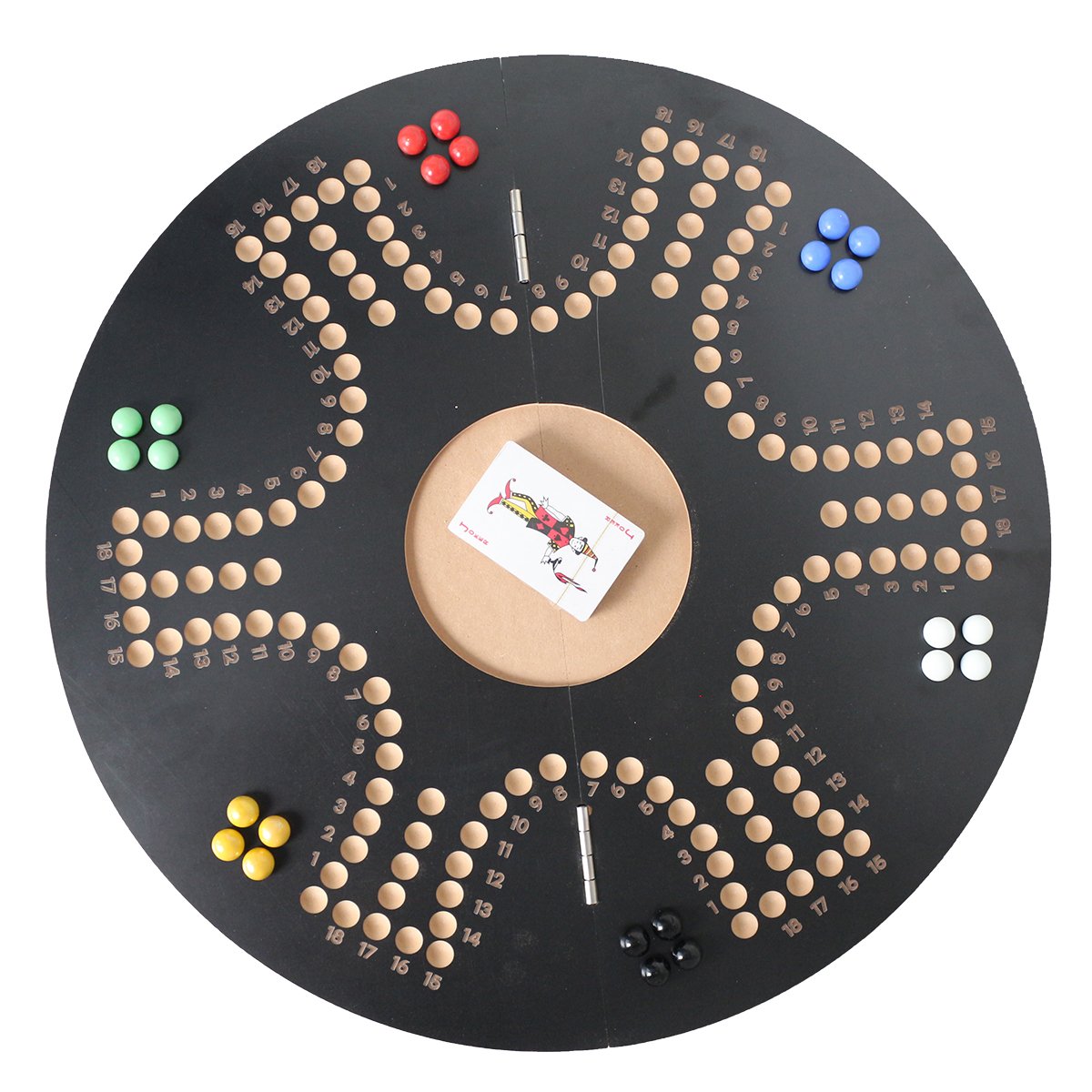 Classic Board Game Strategy Competitive 2-6 Player Marbles and Cards Wooden Board Foldable Open in The Middle Jackaroo Game Set