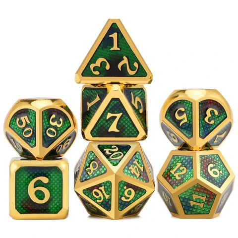 7-Piece Polyhedral Dice Set Metal Dice Set DND Role-Playing Game Role-Playing Game Dice