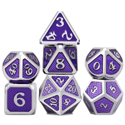 7-Piece Polyhedral Dice Set Metal Dice Set DND Role-Playing Game Role-Playing Game Dice