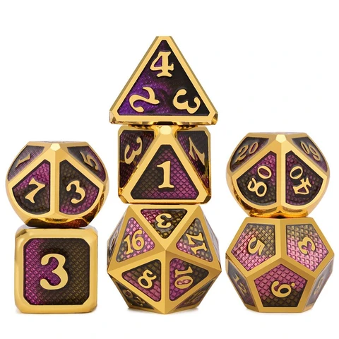 7-Piece Polyhedral Dice Set Metal Dice Set DND Role-Playing Game Role-Playing Game Dice