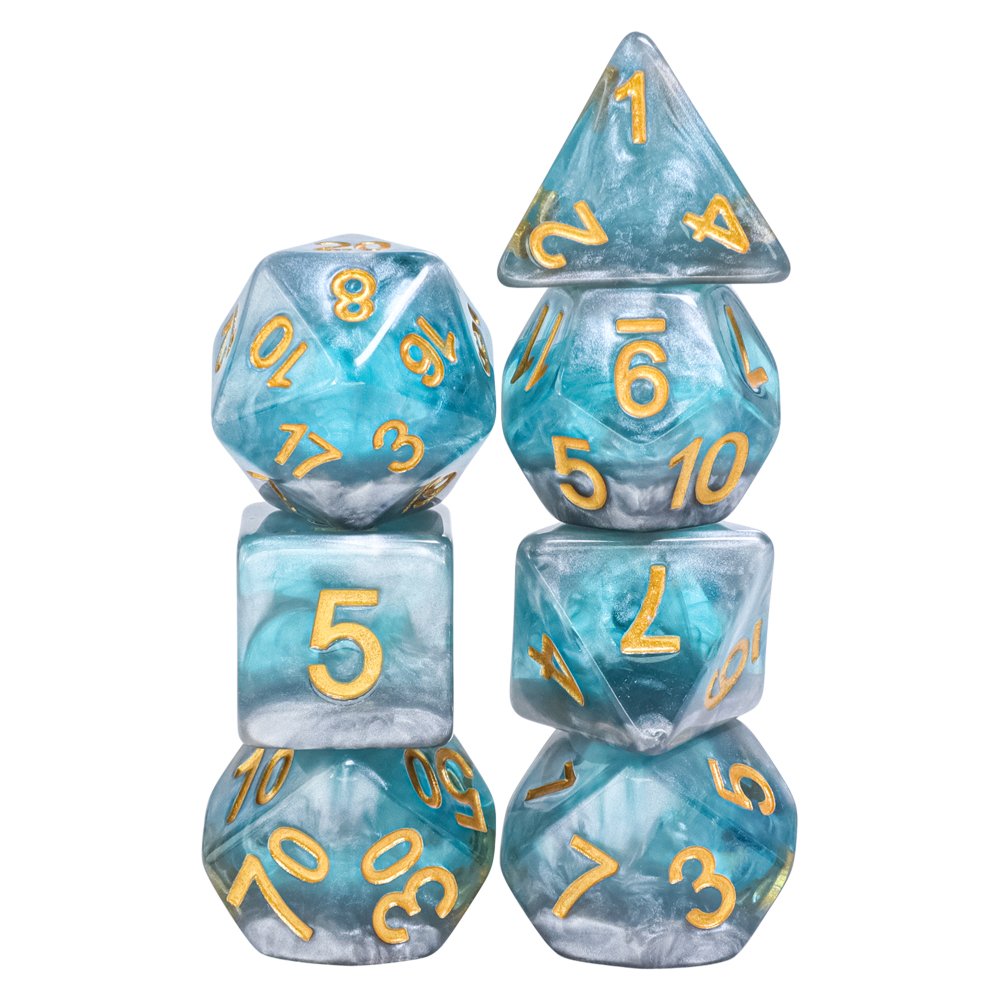 Handmade Layered Sticker Dice Set Desktop Game Polyhedral DND Resin Dice For RPG Dragon&Dungeon