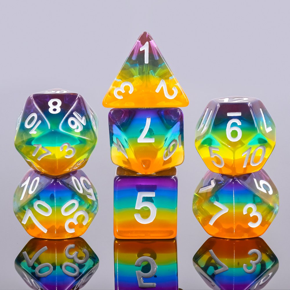 Handmade Layered Sticker Dice Set Desktop Game Polyhedral DND Resin Dice For RPG Dragon&Dungeon