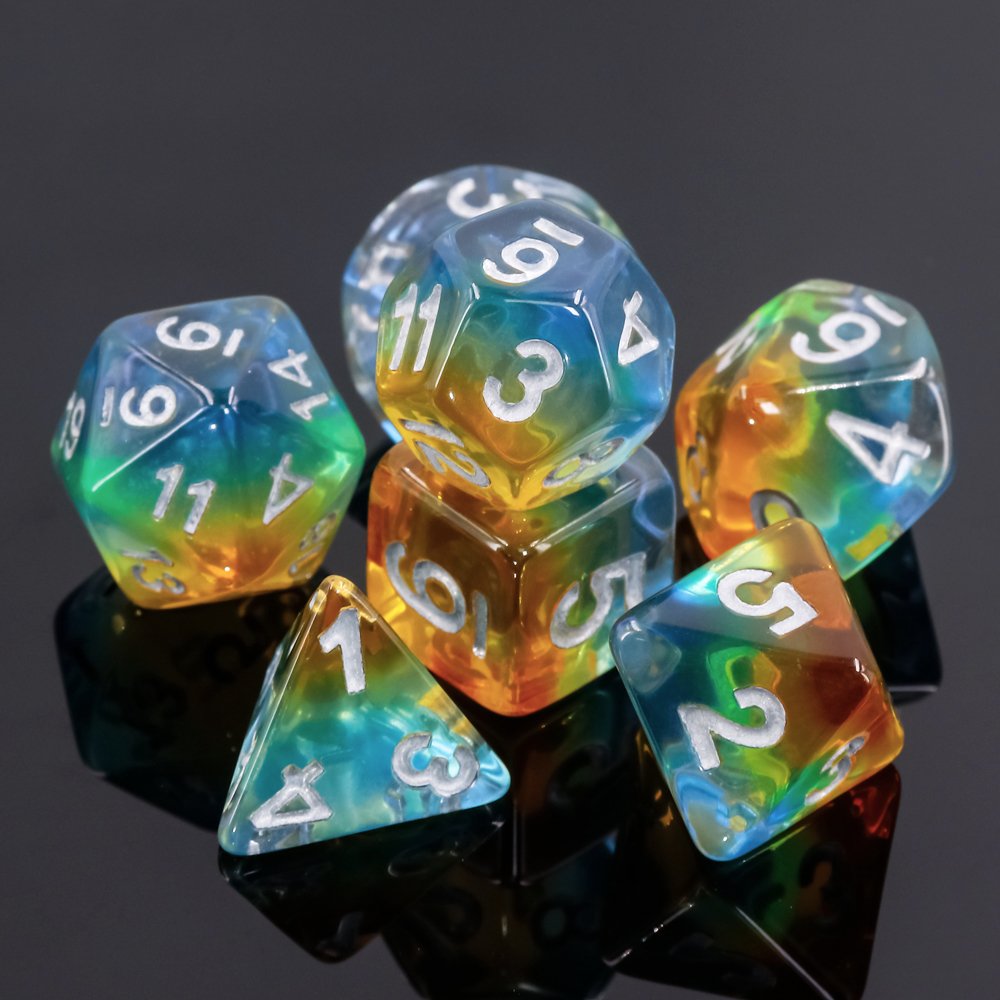 Handmade Layered Sticker Dice Set Desktop Game Polyhedral DND Resin Dice For RPG Dragon&Dungeon