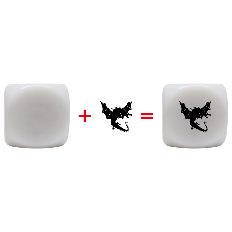 20mm D6 solid white die acrylic rounded corner blank dice six different custom sides printed images