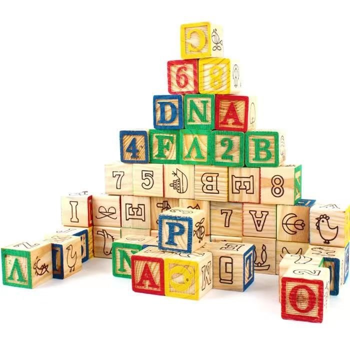 2024 123 ABC Toy Letters Building Blocks wooden cube dice for Toddlers 27 PCS 48pcs inch Wood Baby Alphabet Number Blocks