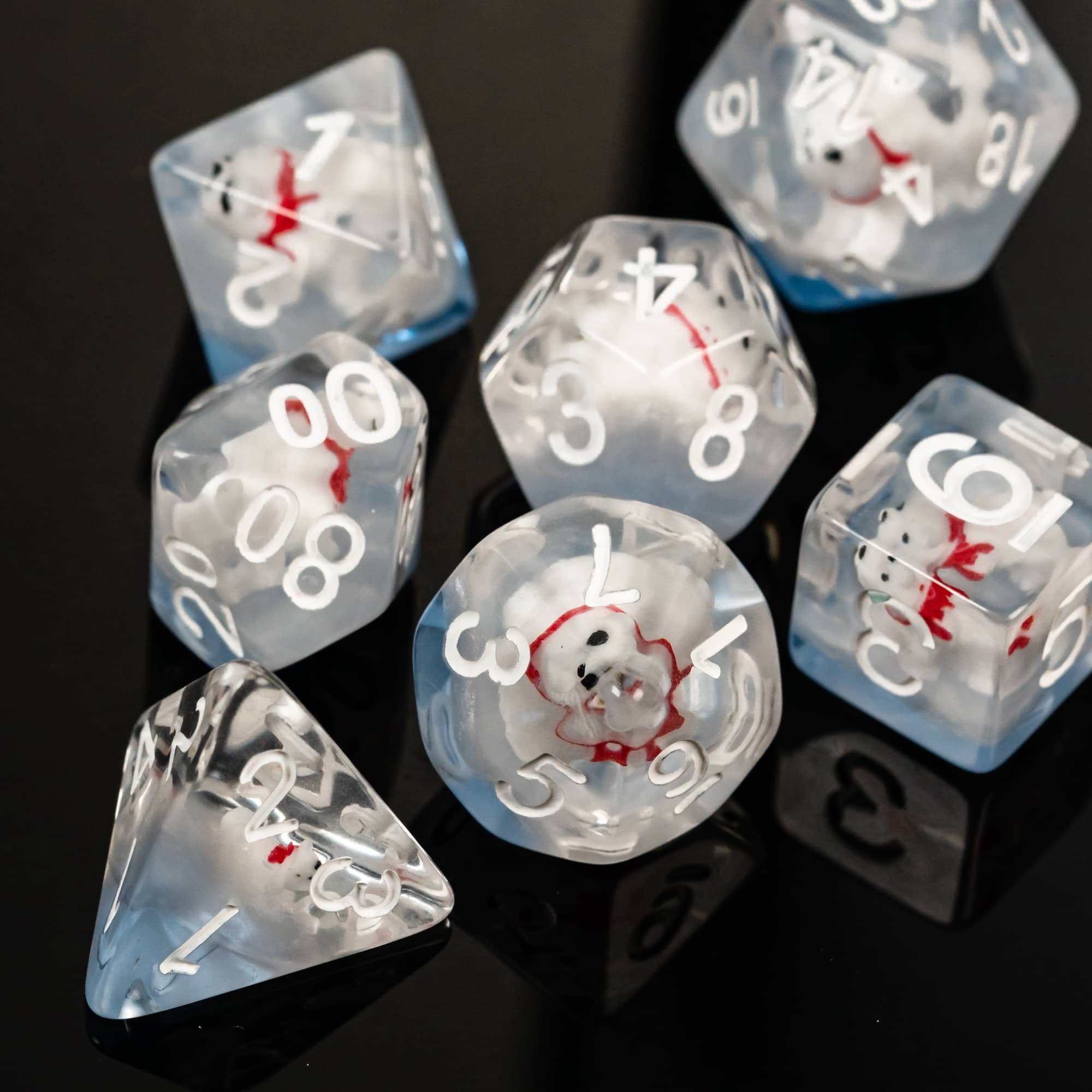 Udixi Plastic Polyhedral custom logo rpg dungeons and dragons resin Polar Bear dice game set