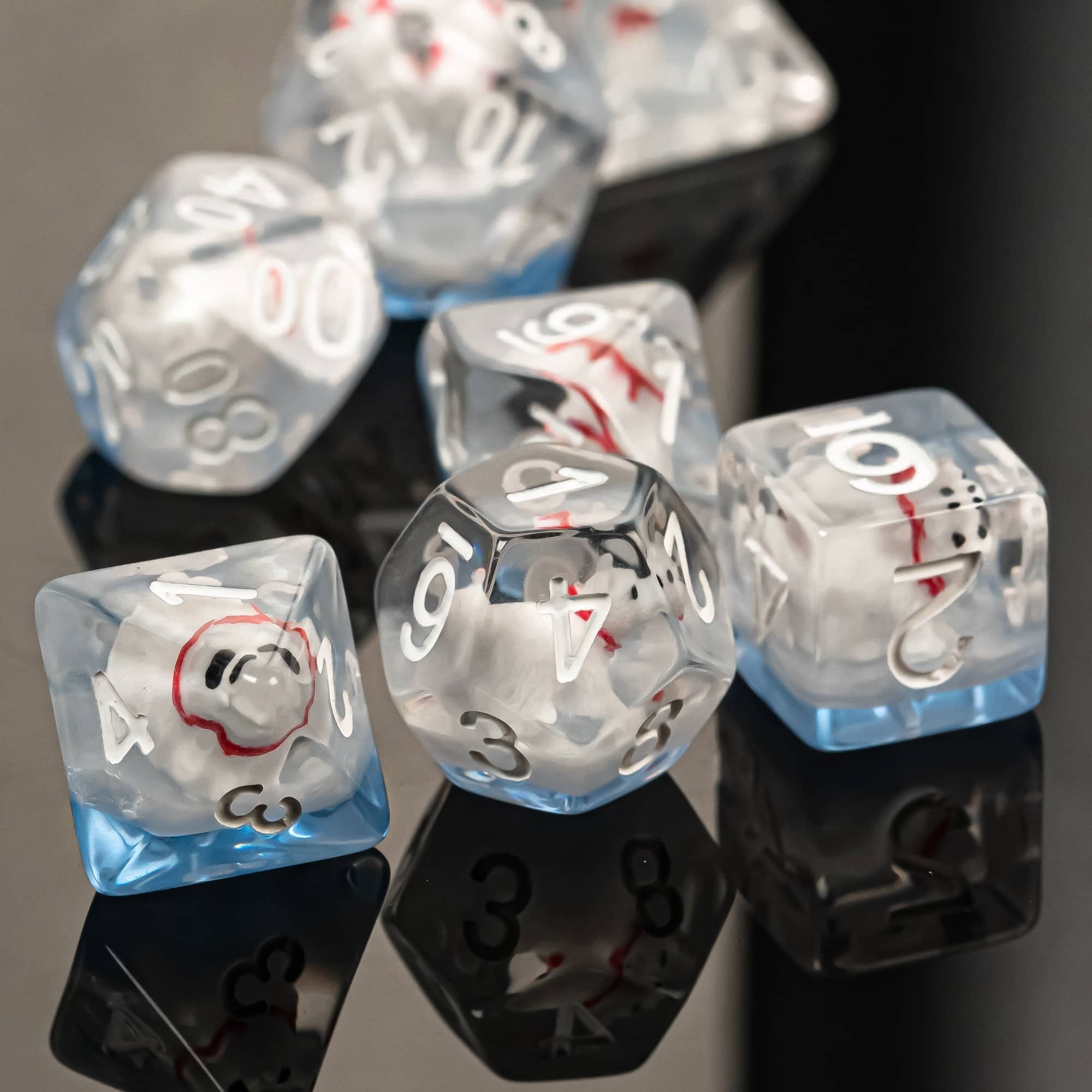 Udixi Plastic Polyhedral custom logo rpg dungeons and dragons resin Polar Bear dice game set