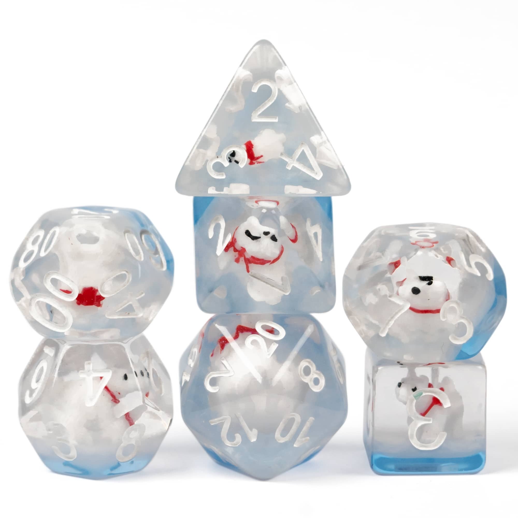 Udixi Plastic Polyhedral custom logo rpg dungeons and dragons resin Polar Bear dice game set
